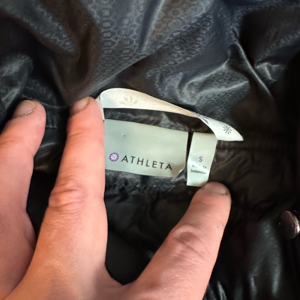 Athleta Down Puffer Jacket, Moto, Asymmetrical Zi… - image 7